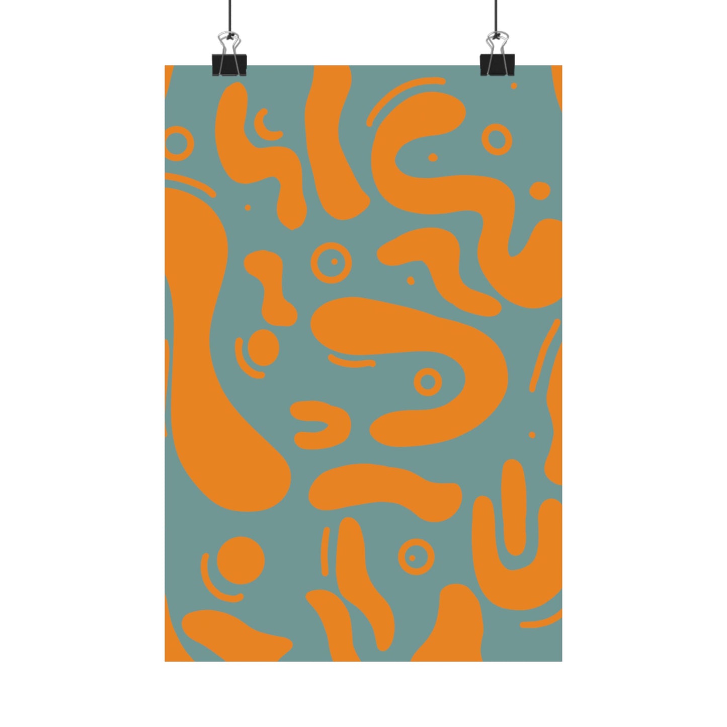 Abstract Teal and Orange Vertical Poster