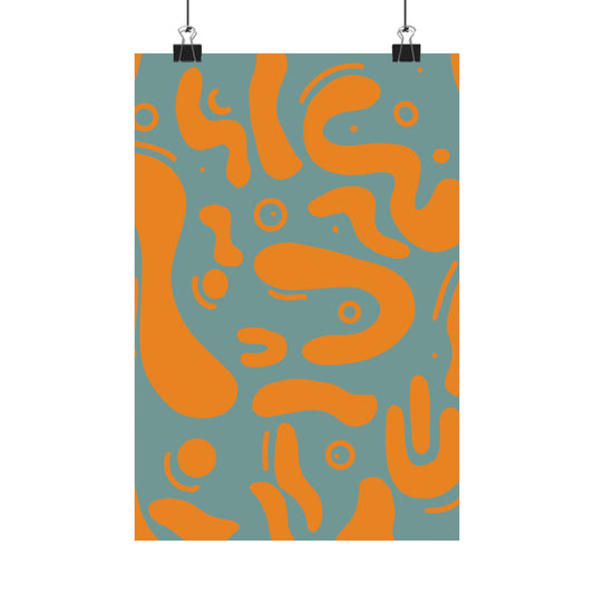 Abstract Teal and Orange Vertical Poster