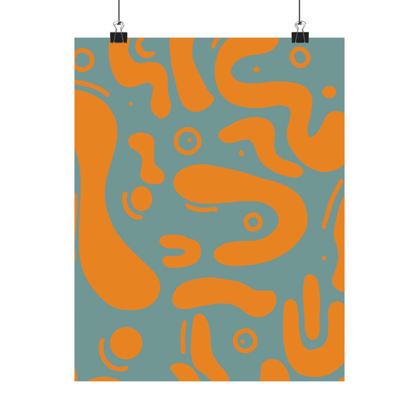 Abstract Teal and Orange Vertical Poster