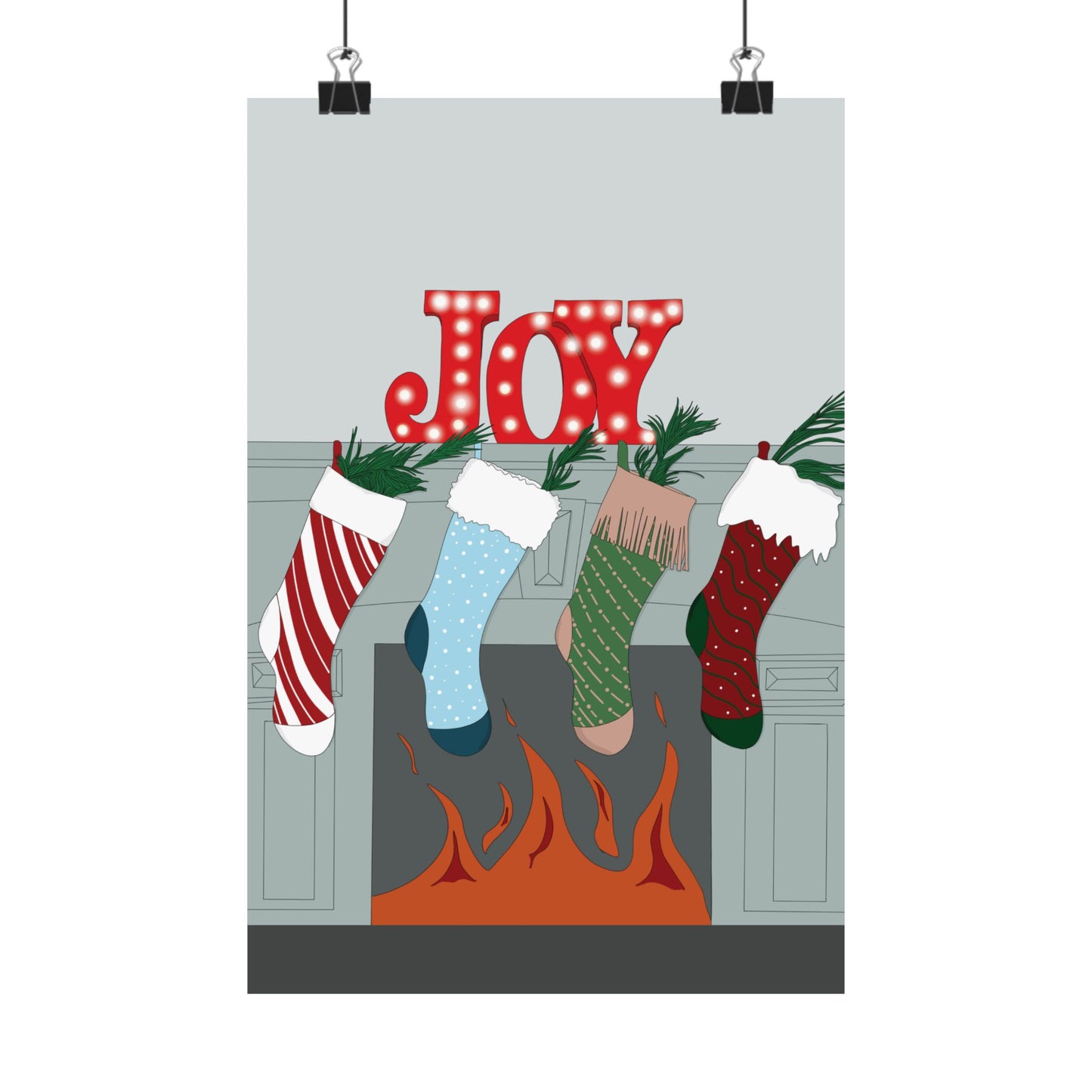 Christmas Stockings Fireplace Poster