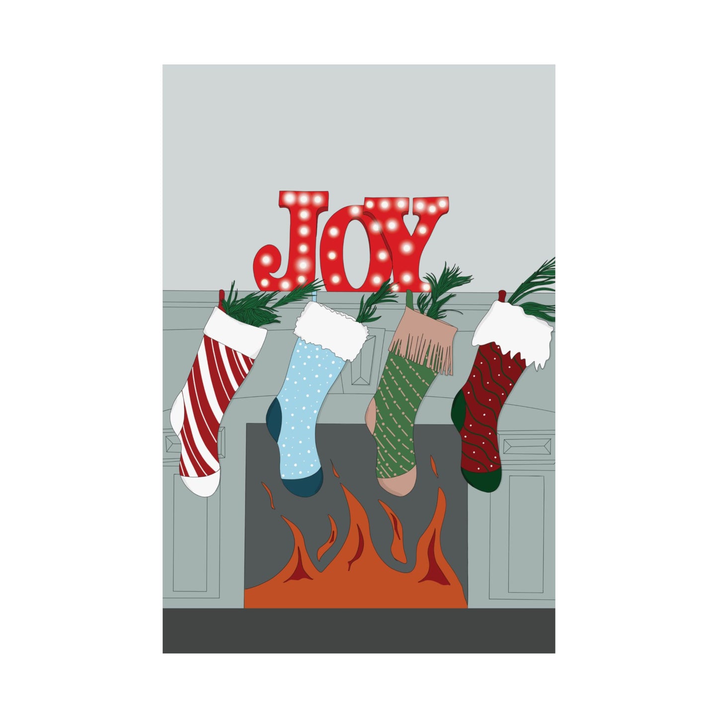 Christmas Stockings Fireplace Poster