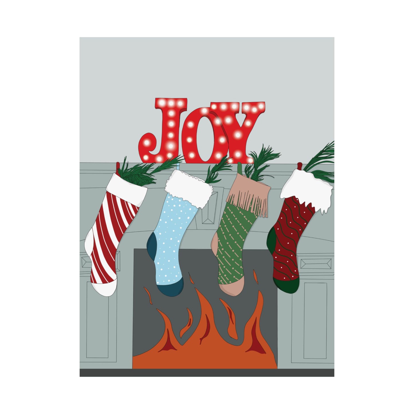 Christmas Stockings Fireplace Poster