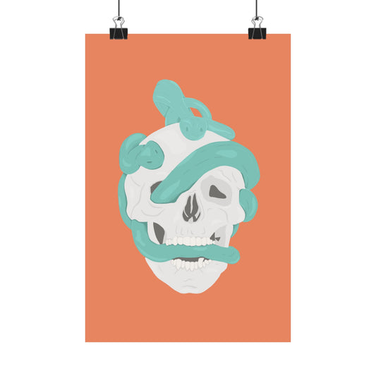 Vertical Posters - Skull and Snake Illustration Print