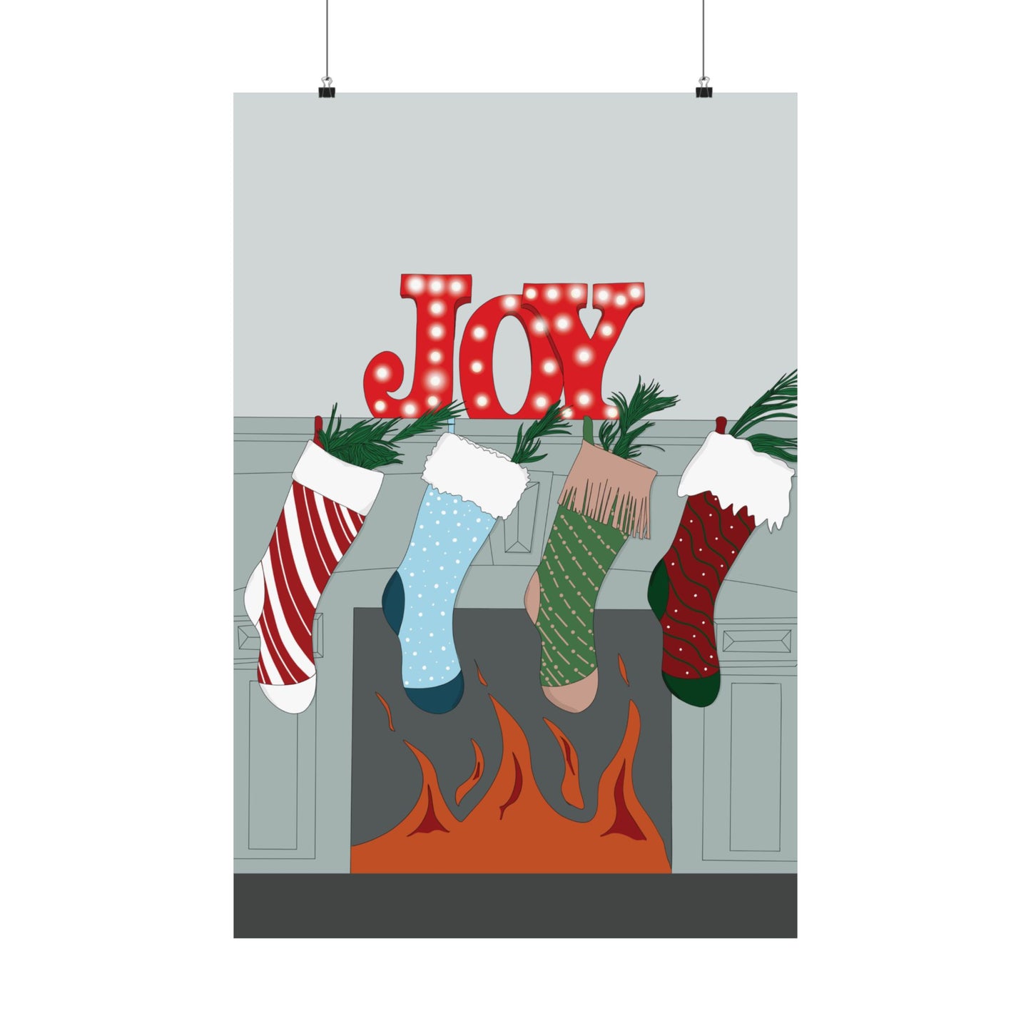 Christmas Stockings Fireplace Poster