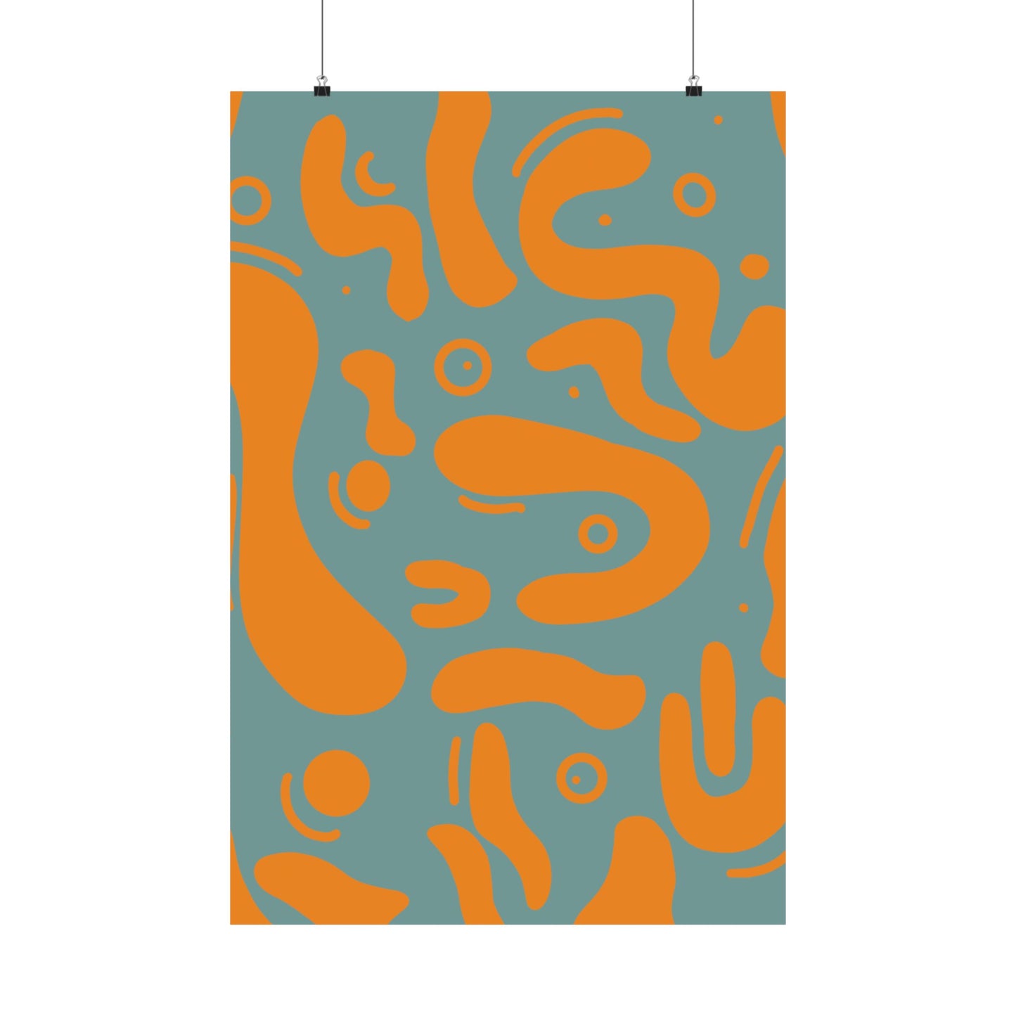 Abstract Teal and Orange Vertical Poster