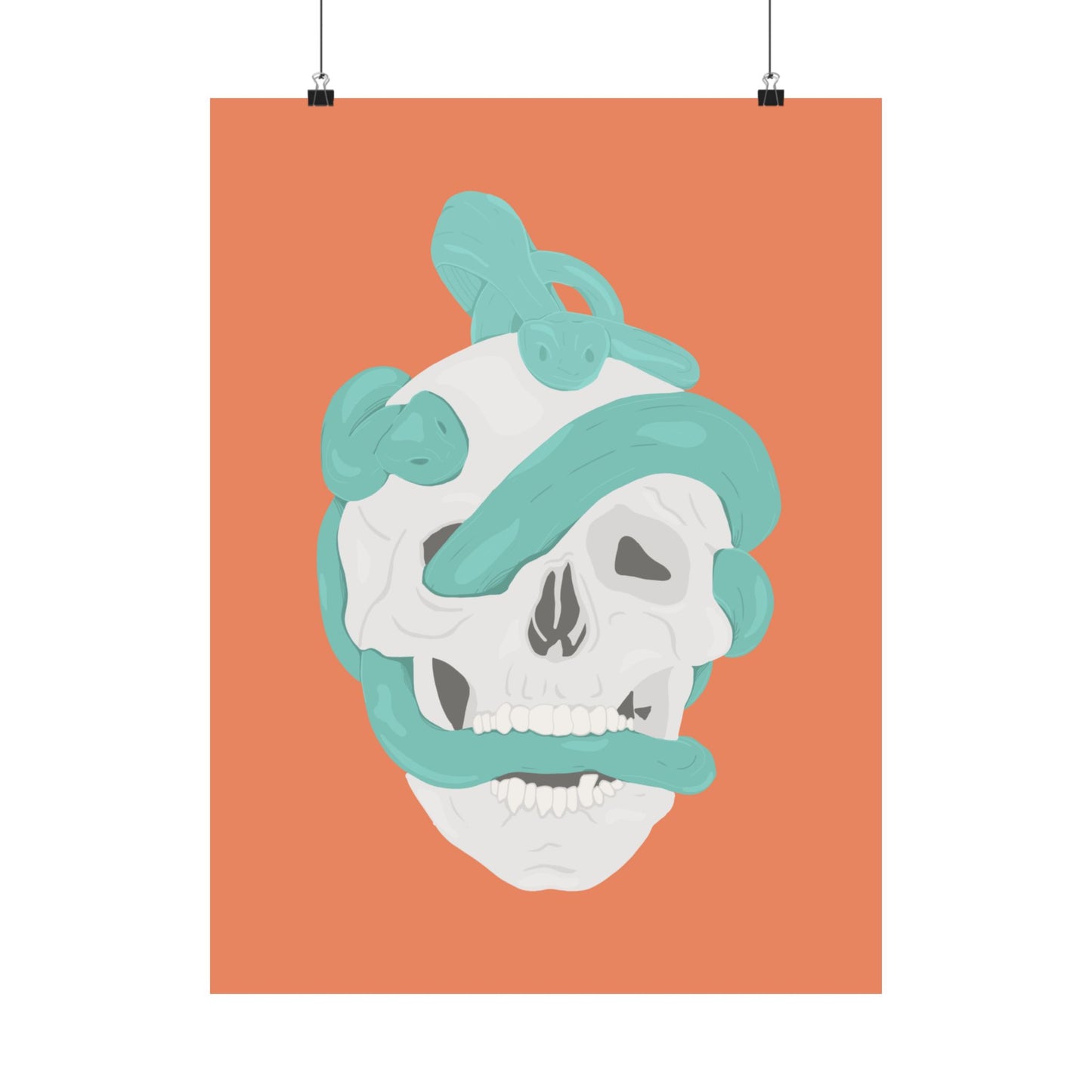 Vertical Posters - Skull and Snake Illustration Print