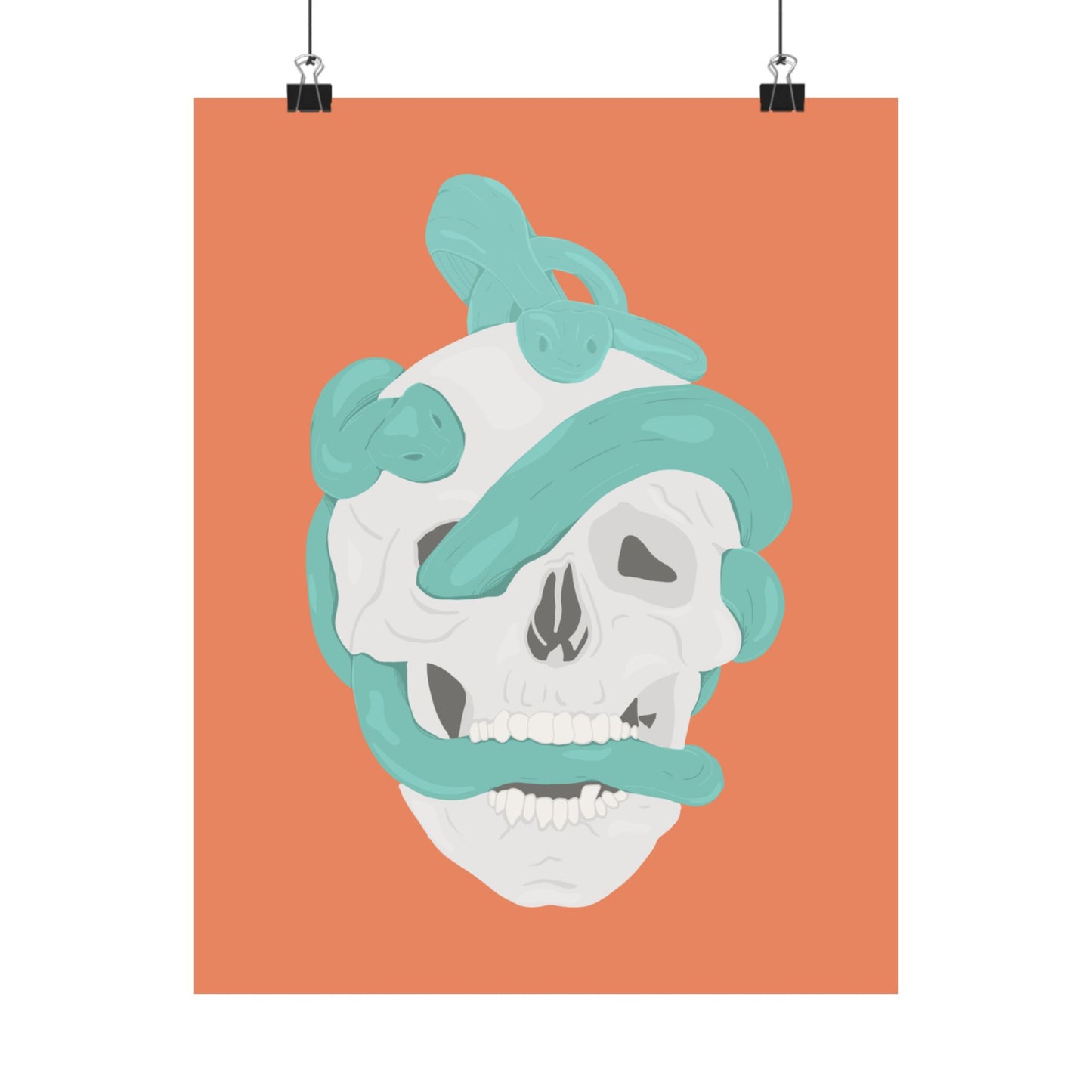 Vertical Posters - Skull and Snake Illustration Print